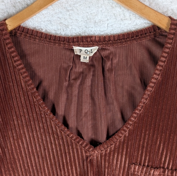 204-POL‎ Velvet V-Neck Rust Top - Picture 4 of 7
